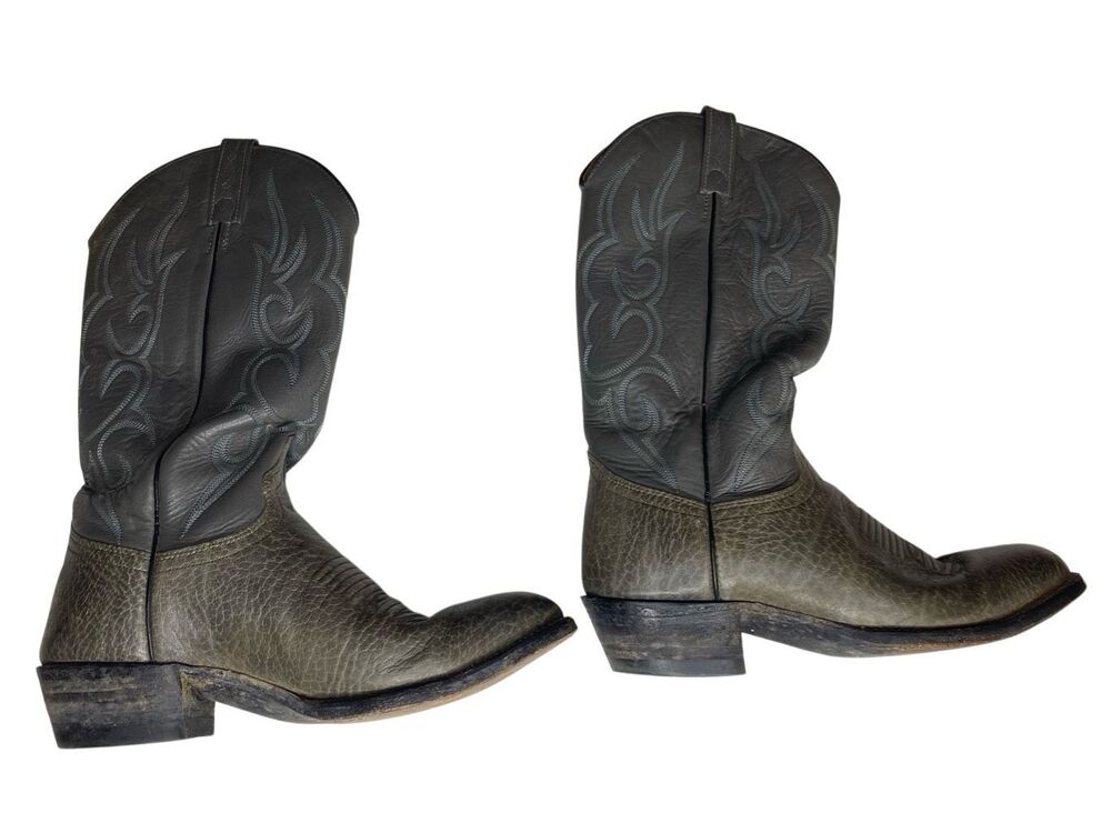 J Chisholm Vintage Leather Cowboy Boots Western Embroidered Almond Toe Work